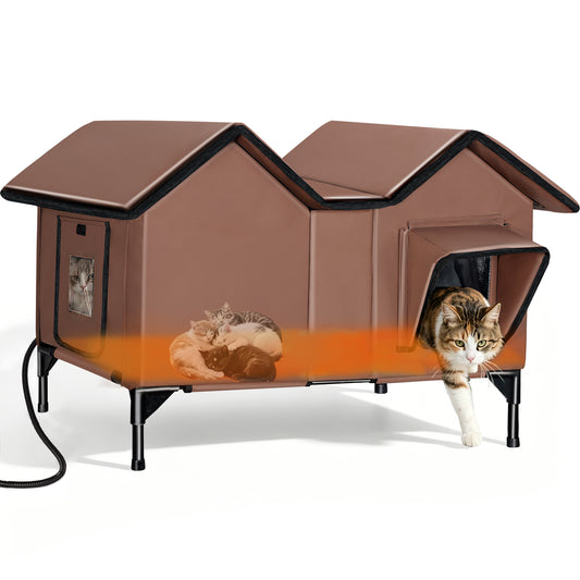 Heated Cat House for Outside - Large, 1~3 Cats (Version 2.0)