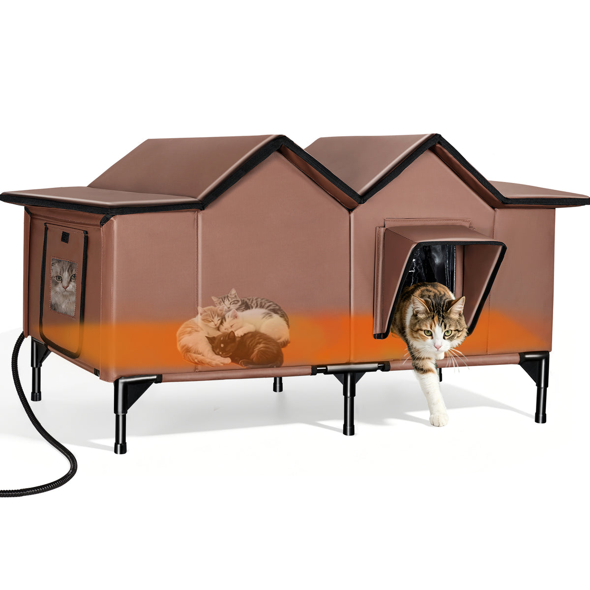 Heated Cat House for Outside - Extra Large, 1~4 Cats (version 2.0)