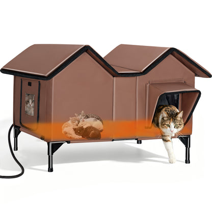 Heated Cat House for Outside - Large, 1~3 Cats (Version 2.0)