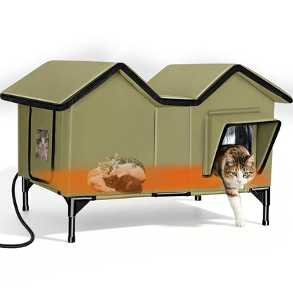 Heated Cat House for Outside - Large, 1~3 Cats (Version 2.0)