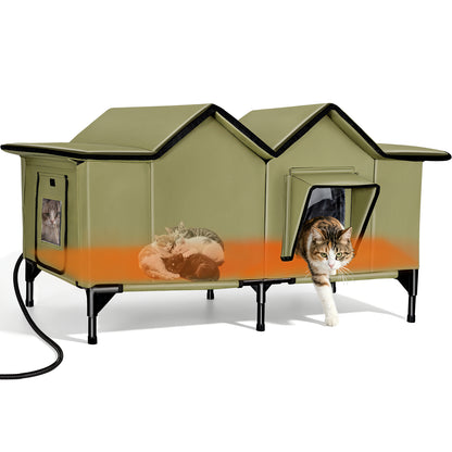 Heated Cat House for Outside - Extra Large, 1~4 Cats (version 2.0)