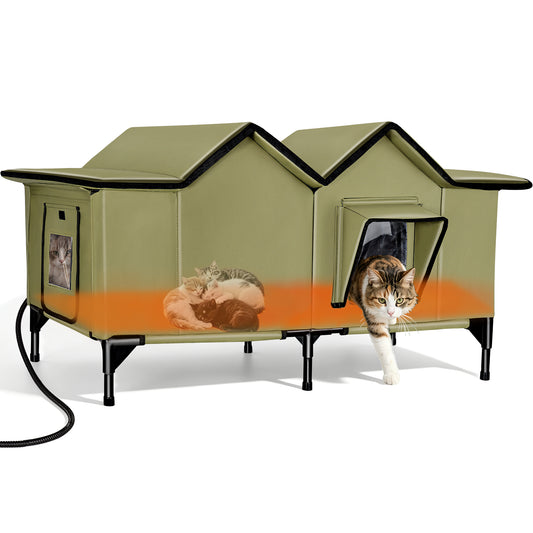 Heated Cat House for Outside - Extra Large, 1~4 Cats (version 2.0)