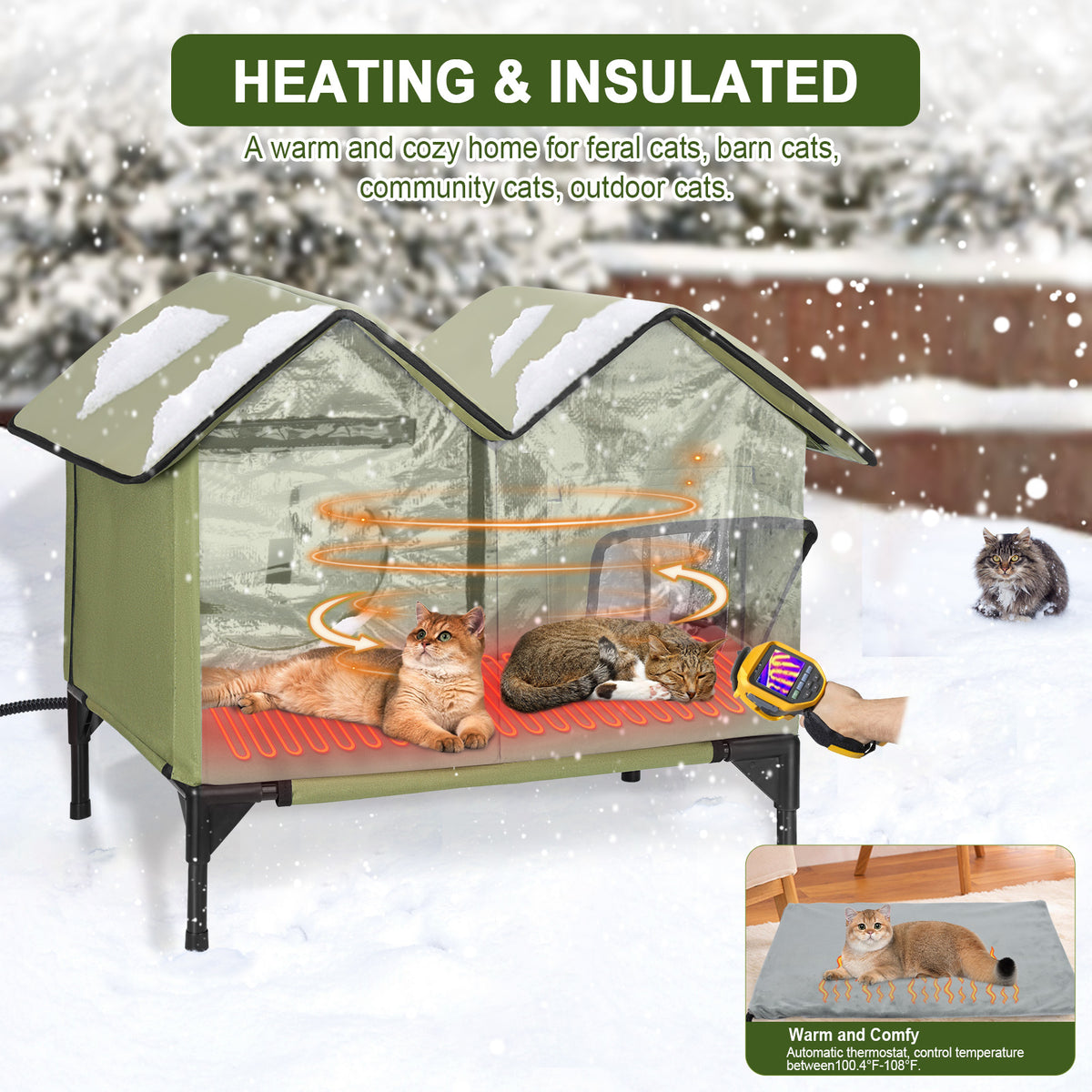 Large Heated Cat House for Outside, 1~2 Cats (version 1.0)