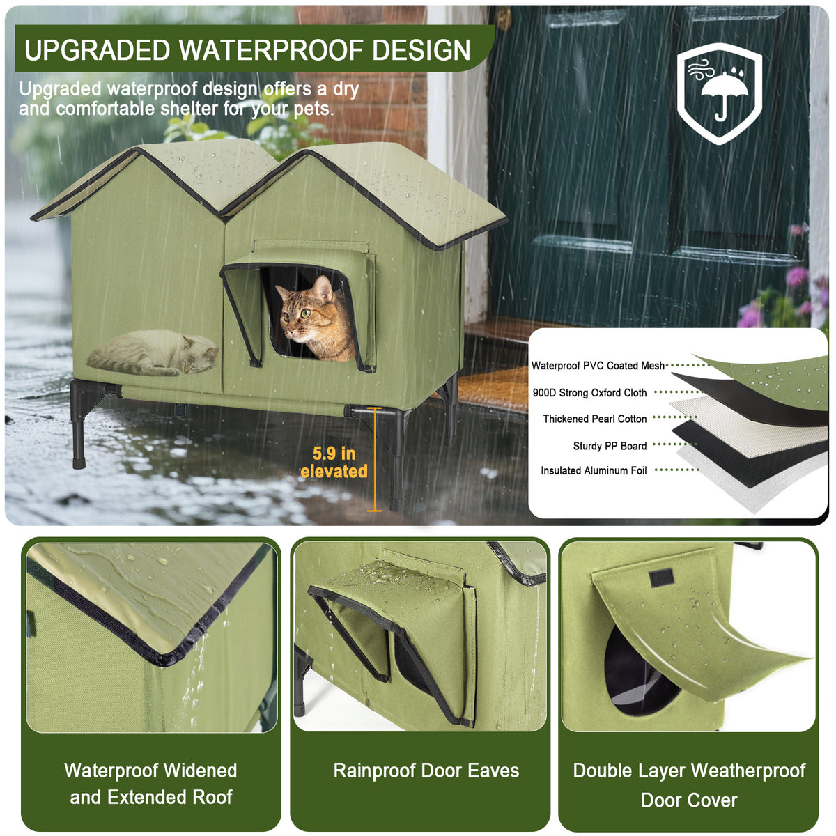 Large Heated Cat House for Outside, 1~2 Cats (version 1.0)