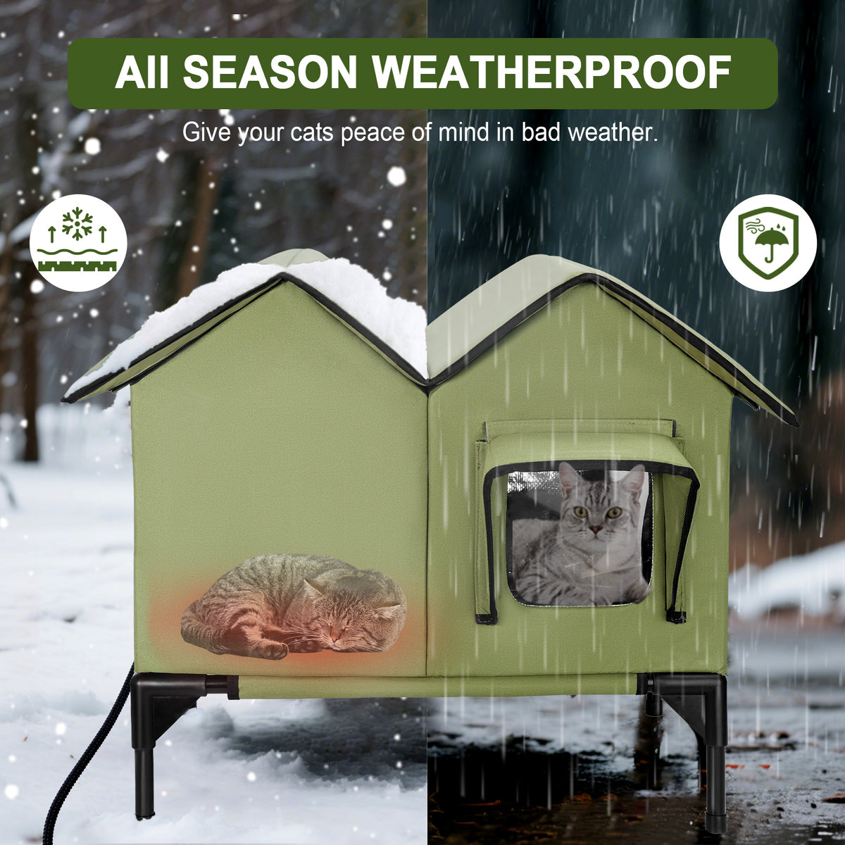 Large Heated Cat House for Outside, 1~2 Cats (version 1.0)