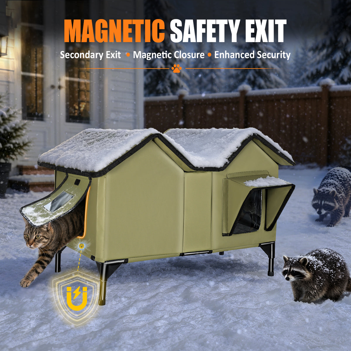 Heated Cat House for Outside - Large, 1~3 Cats (Version 2.0)