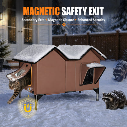 Heated Cat House for Outside - Large, 1~3 Cats (Version 2.0)