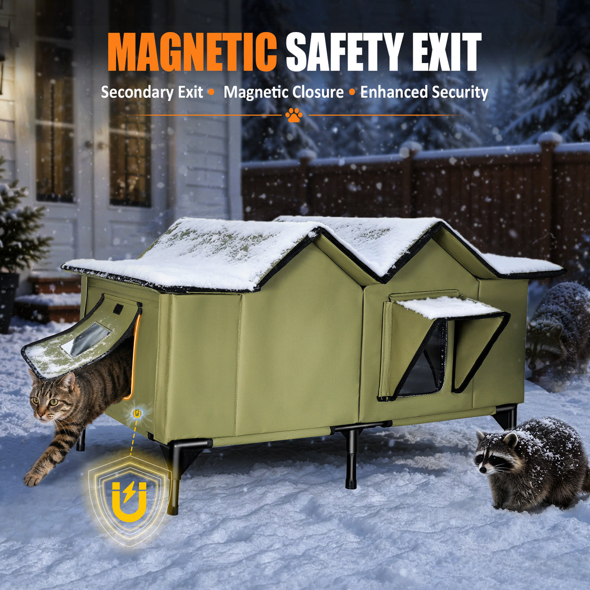 Heated Cat House for Outside - Extra Large, 1~4 Cats (version 2.0)