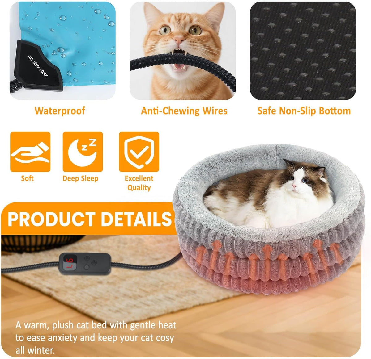 Indoor Heated Cat Bed 20 Inches