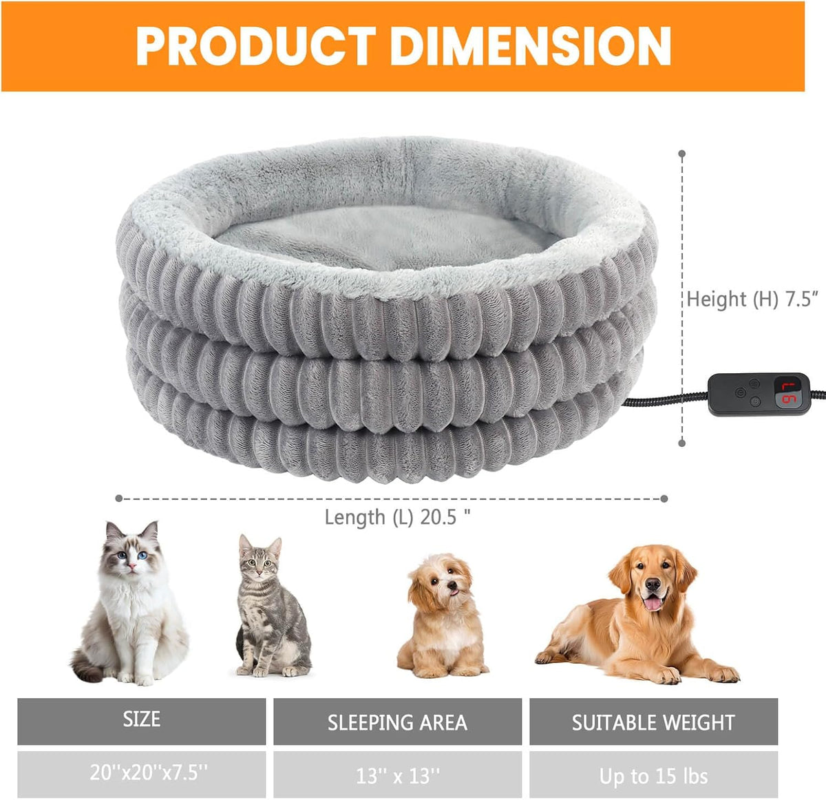 Indoor Heated Cat Bed 20 Inches