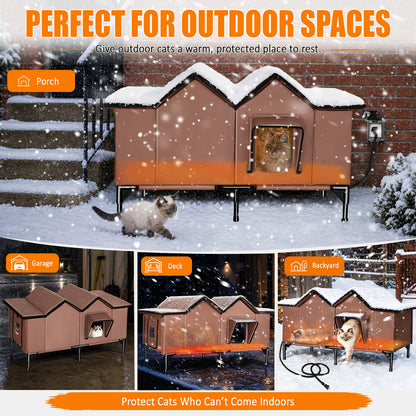 Heated Cat House for Outside - Extra Large, 1~4 Cats (version 2.0)