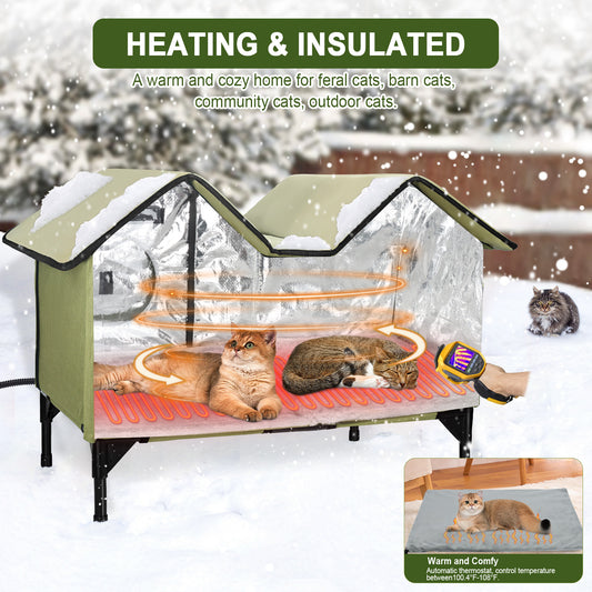 Heated Cat House for Outside, Large for 2~3 Cats (Version 1.0)