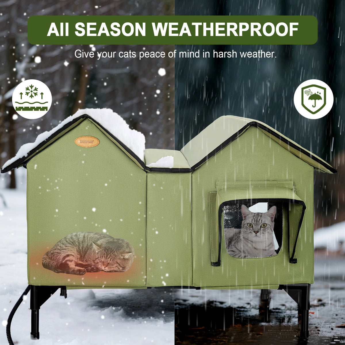 Heated Cat House for Outside, Large for 2~3 Cats (Version 1.0)