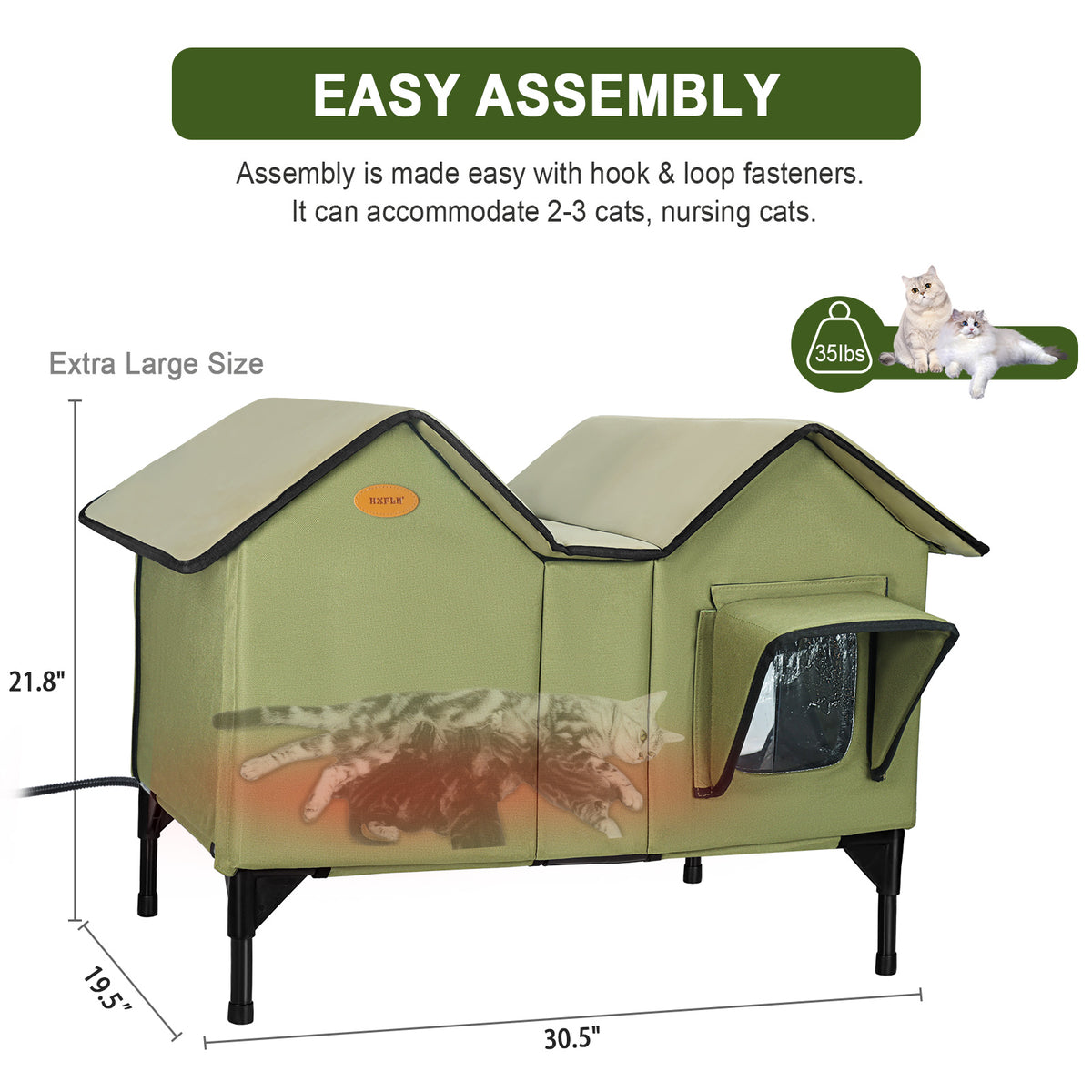 Heated Cat House for Outside, Large for 2~3 Cats (Version 1.0)